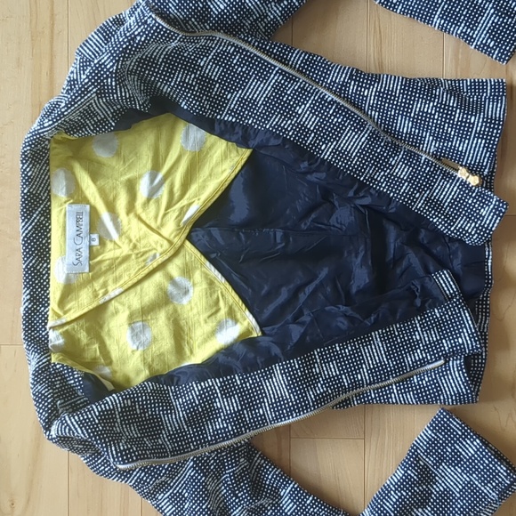 Sz 8 Sara Campbell Navy Blue & White Jacket - Picture 4 of 5